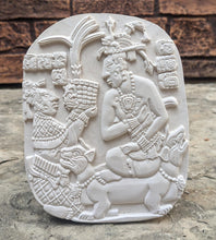 Load image into Gallery viewer, Aztec Mayan Mesoamerican Oval Palace tomb Palenque temple fragment carving Sculptural wall relief plaque 6" www.Neo-Mfg.com
