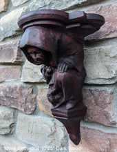 Load image into Gallery viewer, Gargoyle Monk Cathedral wall Shelf corbel Grotesque goblin sculpture www.NEO-MFG.com 10.25&quot; Medieval
