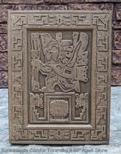 Load image into Gallery viewer, Inca Viracocha Tiwanaku Gateway sun sunkasapas condor head Sculptural wall relief plaque www.Neo-Mfg.com home decor 8.66&quot;
