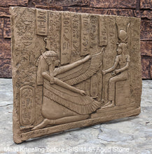 Load image into Gallery viewer, Egyptian Maat kneeling before Isis reproduction sculpture wall art 11.5&quot; www.Neo-Mfg.com home decor relief
