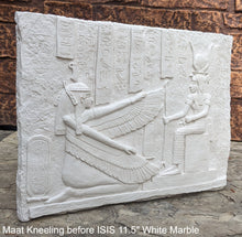 Load image into Gallery viewer, Egyptian Maat kneeling before Isis reproduction sculpture wall art 11.5" www.Neo-Mfg.com home decor relief

