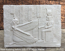 Load image into Gallery viewer, Egyptian Maat kneeling before Isis reproduction sculpture wall art 11.5&quot; www.Neo-Mfg.com home decor relief
