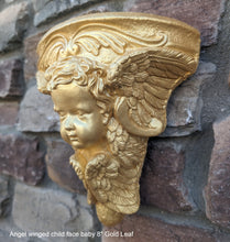 Load image into Gallery viewer, Angel winged child face baby corbel wall sconce shelf 8&quot; sculpture www.NEO-MFG.com

