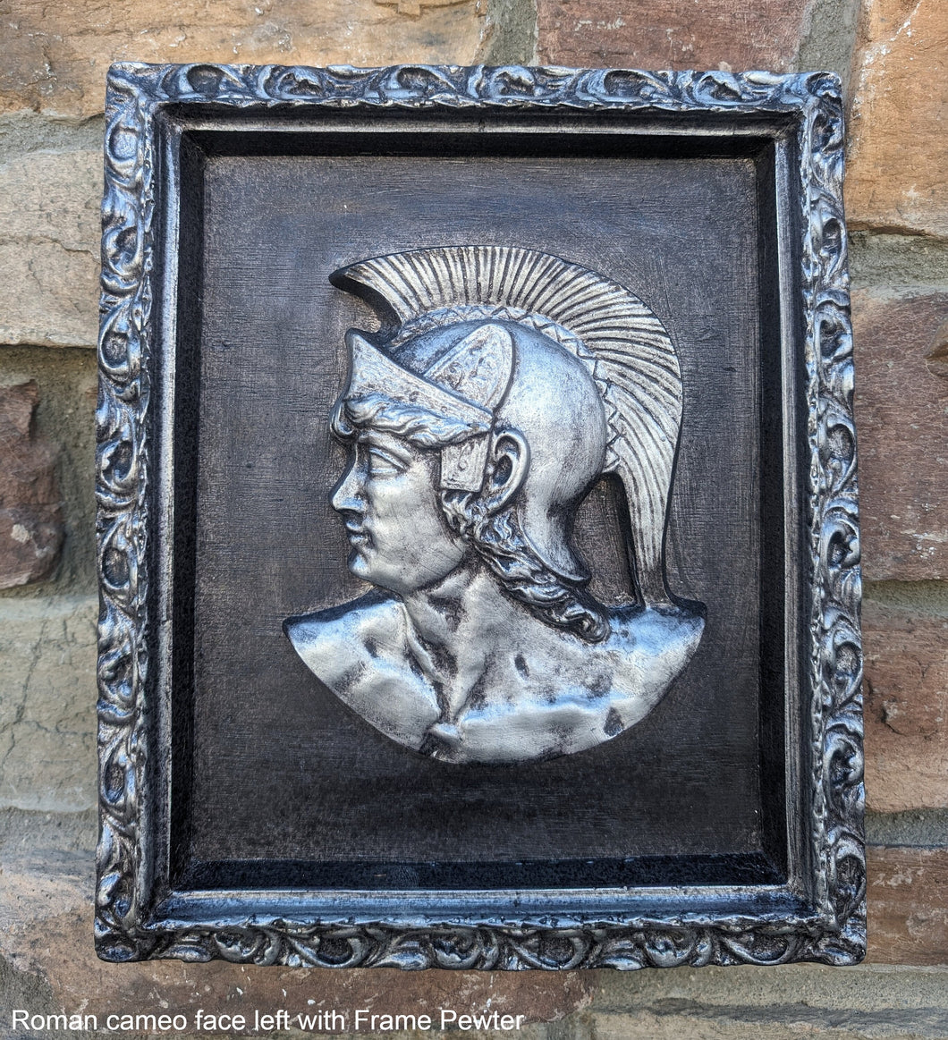Roman Greek Spartan Bust Sculptural wall relief plaque home decor framed set www.Neo-Mfg.com