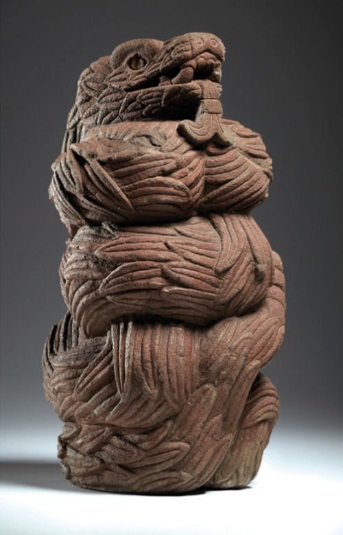 Aztec Mayan Quetzalcoatl Plumed Serpent statue sculpture Artifact Carved Statue 19.5