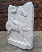 Load image into Gallery viewer, Roman Greek Horseman Figure Sculptural Wall frieze plaque Fragment relief 1st century B.C. Greek. 1907 www.Neo-Mfg.com 17&quot;
