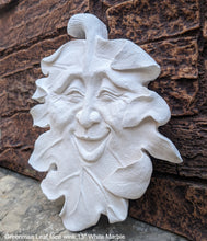 Load image into Gallery viewer, Green Man Leaf Face wink Tree Man Mythical wall Sculpture Mask Wall Plaque Vintage sculpture 13&quot; www.Neo-Mfg.com
