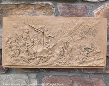 Load image into Gallery viewer, Roman Greek Diana Artemis hunting wild animals Wall Plaque Sculpture Fragment 14&quot; Museum Quality www.Neo-Mfg.com
