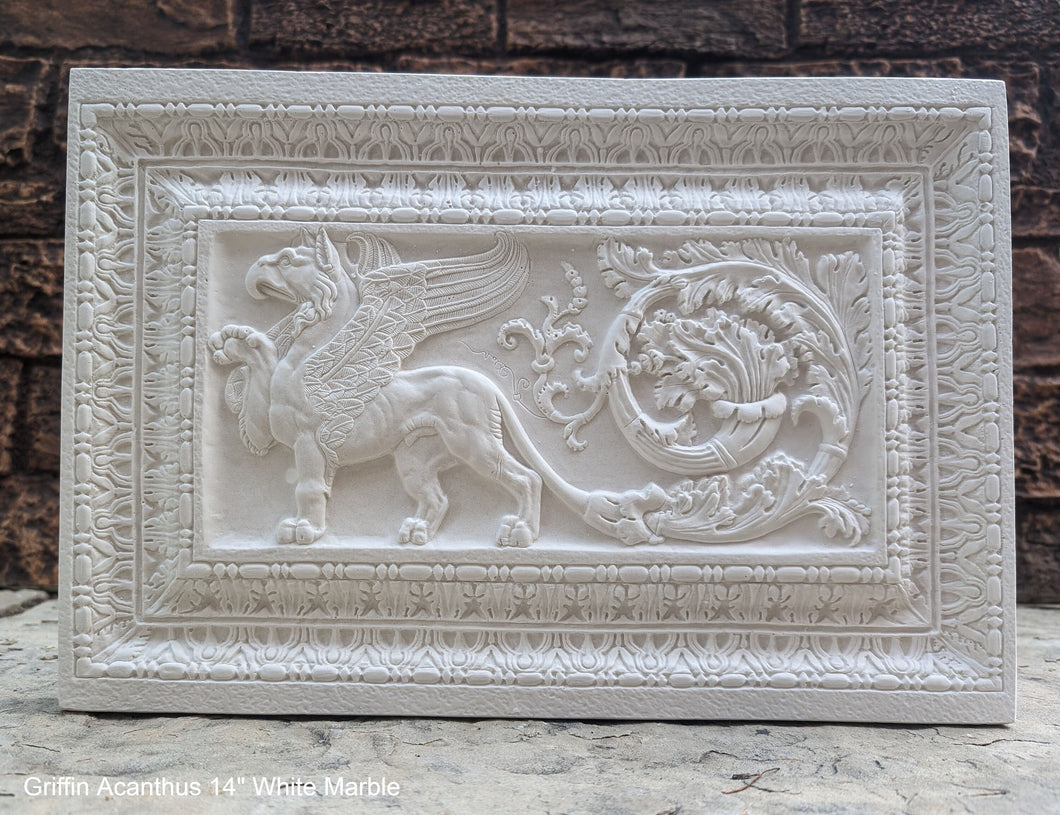 Griffin gryphon Acanthus Winged lion wall Sculpture plaque 14