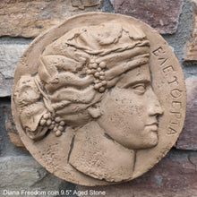 Load image into Gallery viewer, Roman Greek Diana Freedom coin Sculptural Wall relief plaque www.Neo-Mfg.com 9.5&quot;
