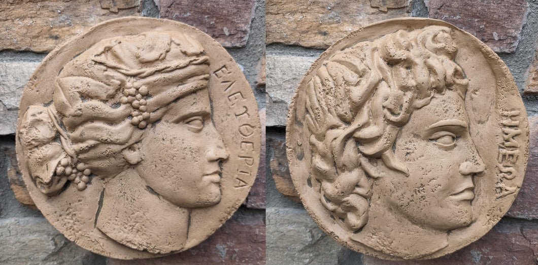 Roman Greek Apollo & Diana Freedom coin Sculptural Wall relief plaque www.Neo-Mfg.com 9.5