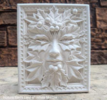 Load image into Gallery viewer, Nature Berry Leaf Mythical Man Mask greenman greenwoman Wall Plaque Vintage sculpture 6" www.Neo-Mfg.com green man woman
