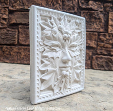 Load image into Gallery viewer, Nature Berry Leaf Mythical Man Mask greenman greenwoman Wall Plaque Vintage sculpture 6" www.Neo-Mfg.com green man woman

