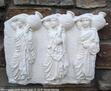 Load image into Gallery viewer, Roman Greek slab VI Parthenon north frieze three youths bearing hydriai Sculptural Wall relief www.Neo-Mfg.com 15.5&quot;
