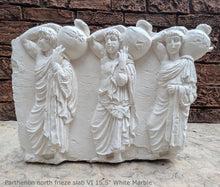 Load image into Gallery viewer, Roman Greek slab VI Parthenon north frieze three youths bearing hydriai Sculptural Wall relief www.Neo-Mfg.com 15.5&quot;

