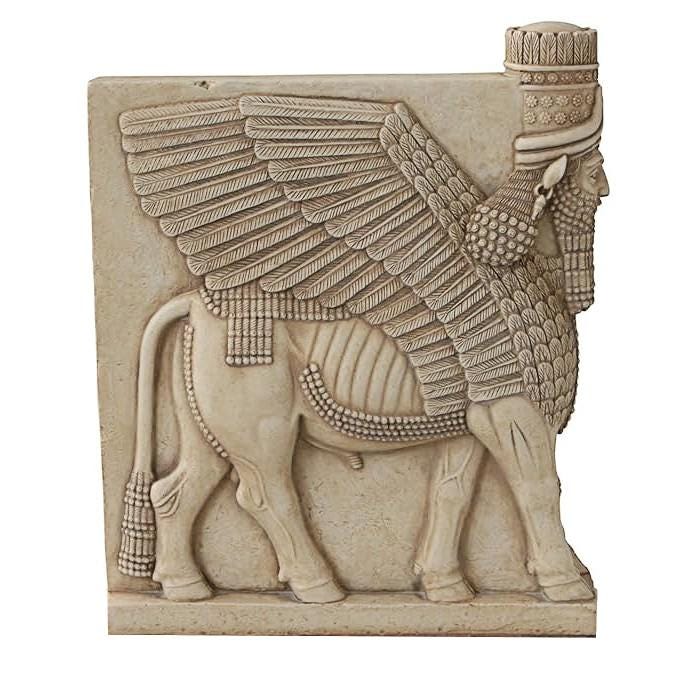 Assyrian Lamassu winged Bull wall Sculpture Face Right www.Neo-Mfg.com 10