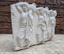 Load image into Gallery viewer, Roman Greek slab VI Parthenon north frieze three youths bearing hydriai Sculptural Wall relief www.Neo-Mfg.com 15.5&quot;
