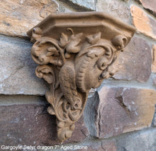 Load image into Gallery viewer, Gargoyle Satyr dragon wall Shelf corbel Grotesque goblin sculpture www.NEO-MFG.com 7" Mythical Dragon Bracket
