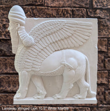 Load image into Gallery viewer, Assyrian Lamassu winged Lion wall Sculpture Face Left www.Neo-Mfg.com 10" Mesopotamia Flat Back
