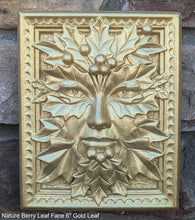 Load image into Gallery viewer, Nature Berry Leaf Mythical Man Mask greenman greenwoman Wall Plaque Vintage sculpture 6&quot; www.Neo-Mfg.com green man woman
