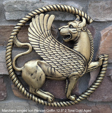 Load image into Gallery viewer, Assyrian Marchant winged lion Persian Griffin wall Sculpture www.Neo-Mfg.com 12.5&quot;

