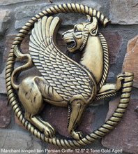 Load image into Gallery viewer, Assyrian Marchant winged lion Persian Griffin wall Sculpture www.Neo-Mfg.com 12.5&quot;
