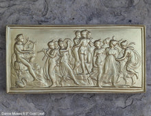 Load image into Gallery viewer, Roman Greek Thorvaldsen Dance Muses Apollo plaque wall relief www.Neo-Mfg.com 9.5&quot;
