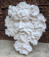 Load image into Gallery viewer, Roman Greek Bacchus God of wine ritual madness and ecstasy - Bacchus bust Sculptural Wall frieze plaque relief www.Neo-Mfg.com 12&quot;
