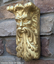Load image into Gallery viewer, Roman Greek Zeus greenman wall Shelf corbel Grotesque goblin sculpture www.NEO-MFG.com 8 3/8&quot; Mythical Bracket
