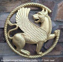 Load image into Gallery viewer, Assyrian Marchant winged lion Persian Griffin wall Sculpture www.Neo-Mfg.com 12.5&quot;
