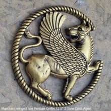 Load image into Gallery viewer, Assyrian Marchant winged lion Persian Griffin wall Sculpture www.Neo-Mfg.com 12.5&quot;
