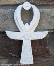 Load image into Gallery viewer, Egyptian Ankh Winged scarab Sculptural wall relief www.Neo-Mfg.com 7 3/4"
