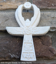 Load image into Gallery viewer, Egyptian Ankh Winged scarab Sculptural wall relief www.Neo-Mfg.com 7 3/4&quot;
