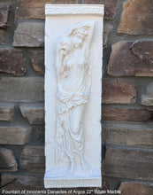 Load image into Gallery viewer, Roman Greek Carved nymph Fountain of Innocents Danaides of Argos Dress Figure Sculptural Wall frieze plaque relief www.Neo-Mfg.com 22&quot;
