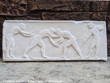 Load image into Gallery viewer, Nude Male Wrestlers Wall Plaque Antique Reproduction Figure Sculptural Wall frieze plaque relief www.Neo-Mfg.com 16"

