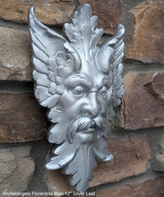 Load image into Gallery viewer, Green Man Michelangelo Florentine Man Grünmann Wandskulptur Mittel wall Sculpture Mask Wall Plaque Vintage sculpture 12" www.Neo-Mfg.com
