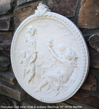 Load image into Gallery viewer, Roman Greek Dionysus God of wine ritual madness and ecstasy - Bacchus Satyr Sculptural Wall frieze plaque relief www.Neo-Mfg.com 14&quot;

