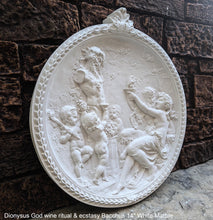 Load image into Gallery viewer, Roman Greek Dionysus God of wine ritual madness and ecstasy - Bacchus Satyr Sculptural Wall frieze plaque relief www.Neo-Mfg.com 14&quot;
