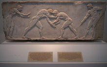 Load image into Gallery viewer, Nude Male Wrestlers Wall Plaque Antique Reproduction Figure Sculptural Wall frieze plaque relief www.Neo-Mfg.com 16&quot;
