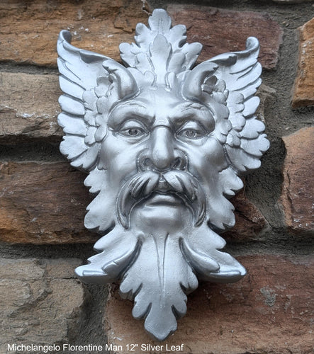 Green Man Michelangelo Florentine Man Grünmann Wandskulptur Mittel wall Sculpture Mask Wall Plaque Vintage sculpture 12