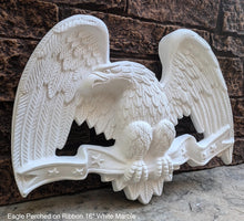 Load image into Gallery viewer, Eagle Perched on Ribbon wall plaque 3D Decor Hand Crafted relief art www.Neo-Mfg.com home decor 16"
