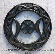 Load image into Gallery viewer, Celestial Triple Moon Pentacle Wall Sculpture Statue 12" Tall Neo-Mfg
