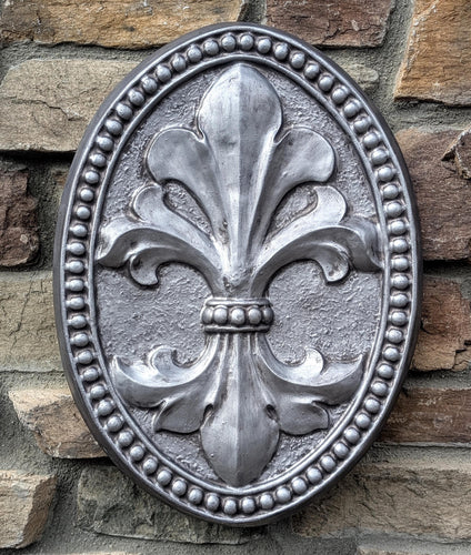 Decor Oval FLEUR De Lis tuscan art wall sculpture plaque 16