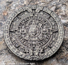 Load image into Gallery viewer, History MAYAN AZTEC CALENDAR Sculptural wall relief plaque 3.125" mini www.Neo-Mfg.com

