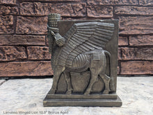 Load image into Gallery viewer, Assyrian Lamassu Nimrud Palace guardians winged Bull Sculpture www.Neo-Mfg.com 10.5" Mesopotamia statue 360
