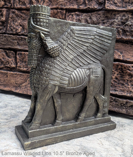 Assyrian Lamassu Nimrud Palace guardians winged Bull Sculpture www.Neo-Mfg.com 10.5