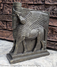 Load image into Gallery viewer, Assyrian Lamassu Nimrud Palace guardians winged Bull Sculpture www.Neo-Mfg.com 10.5" Mesopotamia statue 360
