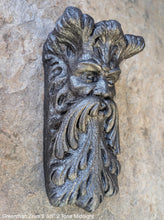 Load image into Gallery viewer, Roman Greek Zeus greenman wall Shelf corbel Grotesque goblin sculpture www.NEO-MFG.com 8 3/8" Mythical Bracket
