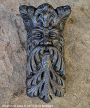 Load image into Gallery viewer, Roman Greek Zeus greenman wall Shelf corbel Grotesque goblin sculpture www.NEO-MFG.com 8 3/8" Mythical Bracket
