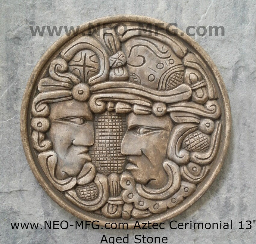 History MAYAN AZTEC CEREMONIAL Sculptural wall relief plaque 17
